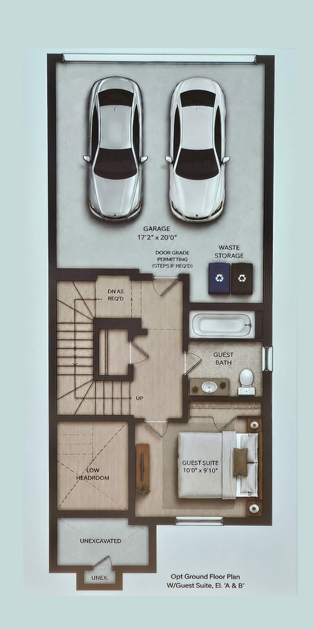 Optional ground floor plan with guest suite and 2-car garage